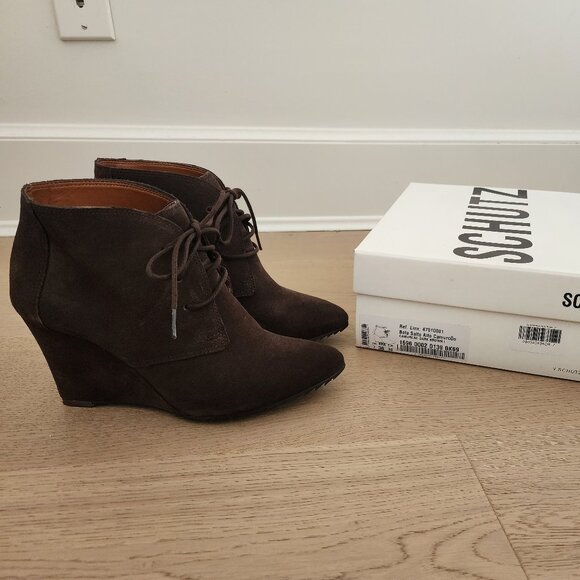 New Schutz brown suede wedge boots - Picture 5 of 12